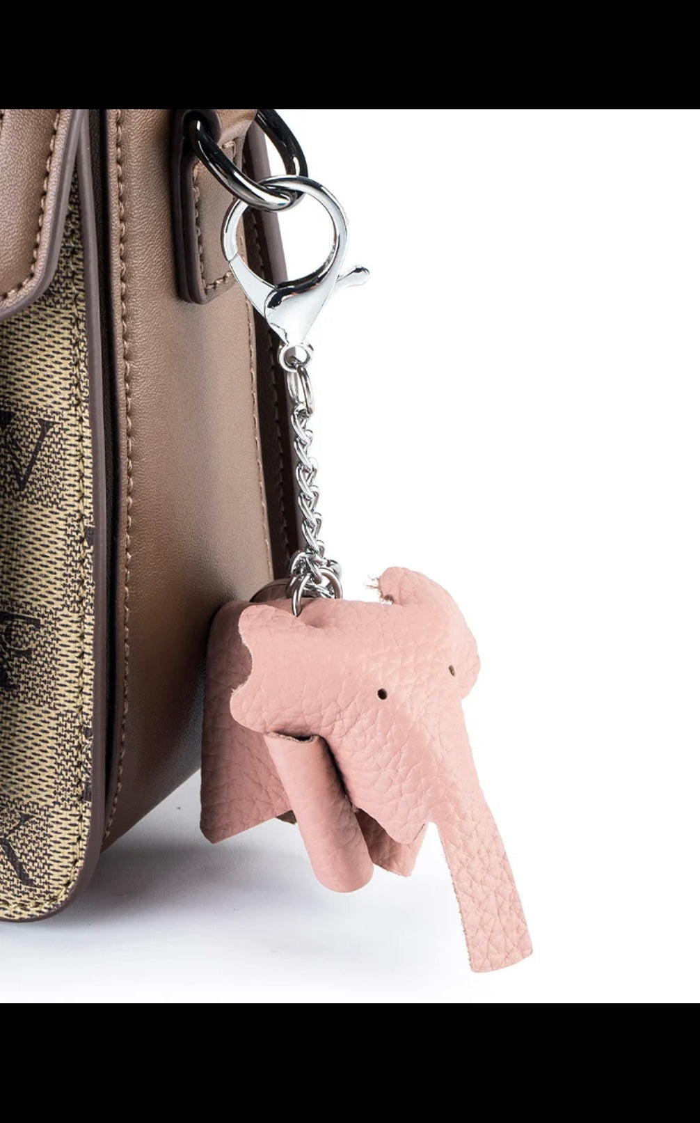 Leather Elephant Purse Charm Keychain