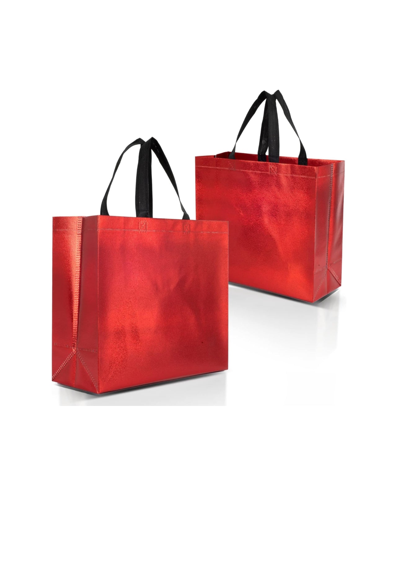 Large, red glossy tote bag