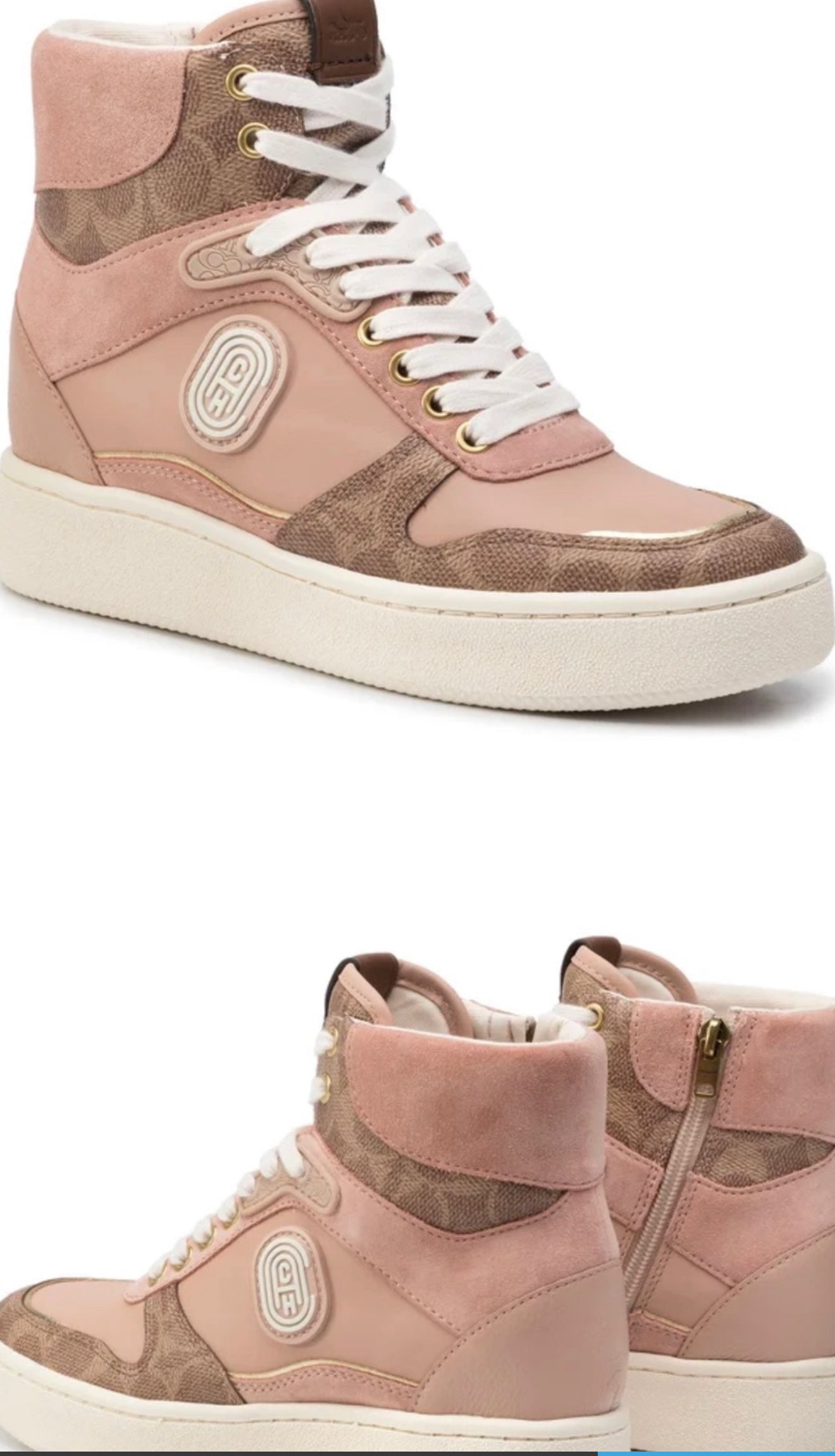 Coach Pale Blush Pink high top leather sneakers
