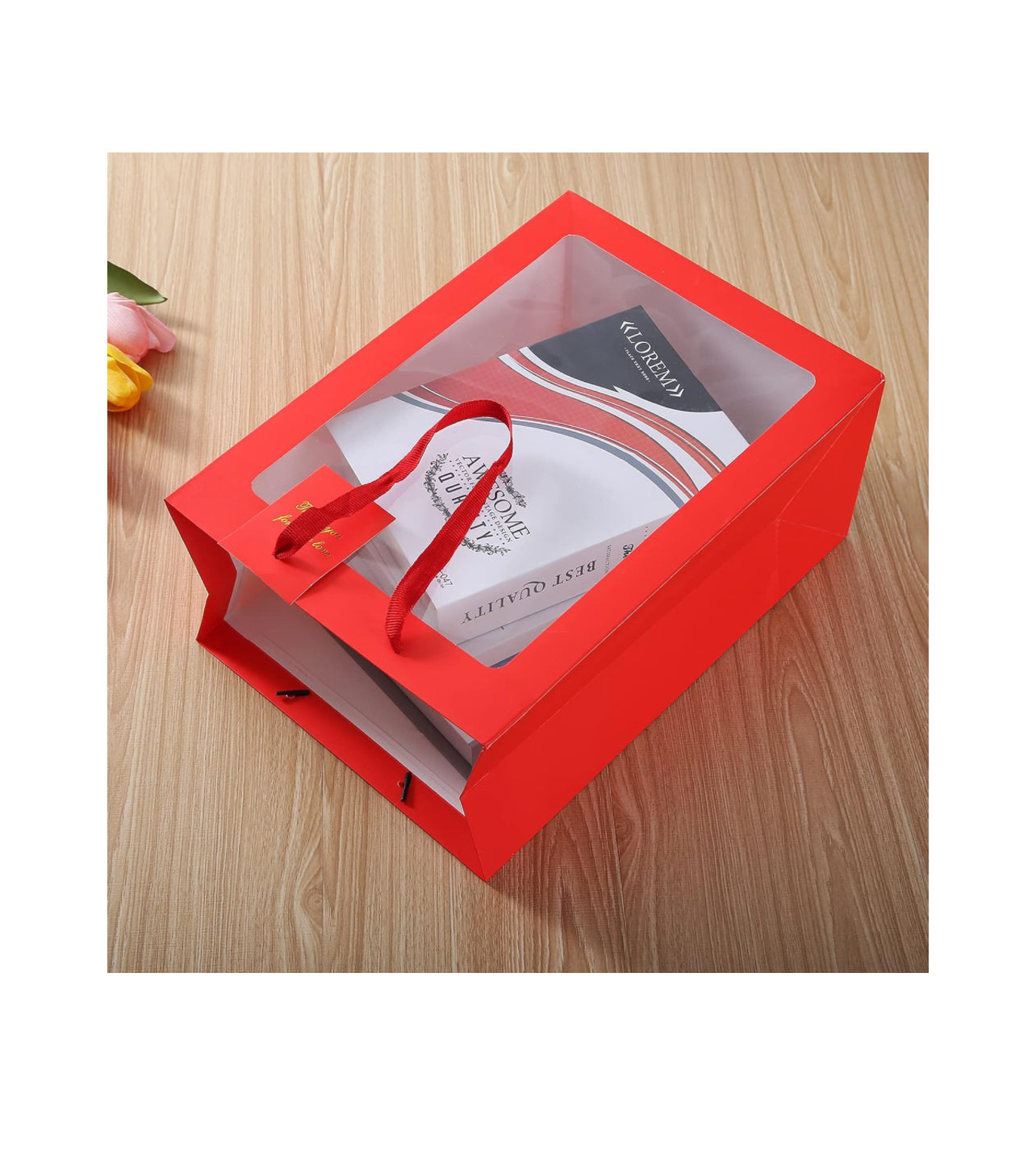 Red gift bag with window