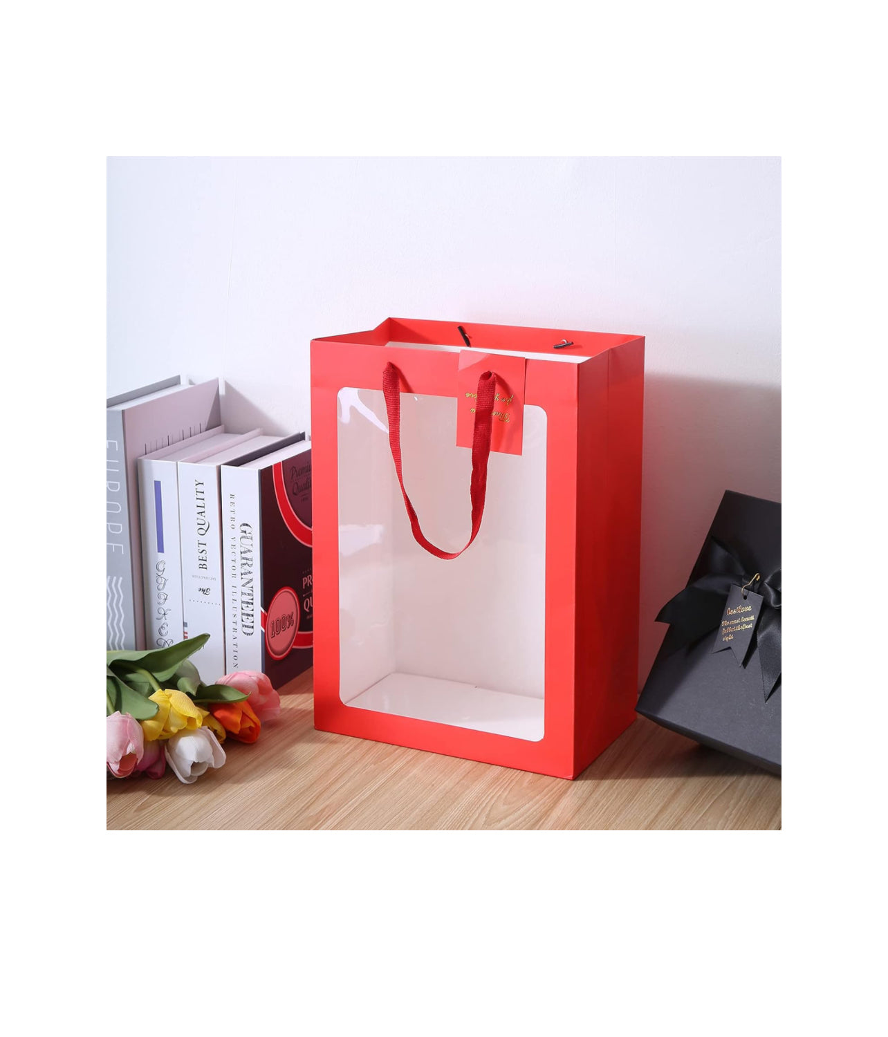 Red gift bag with window