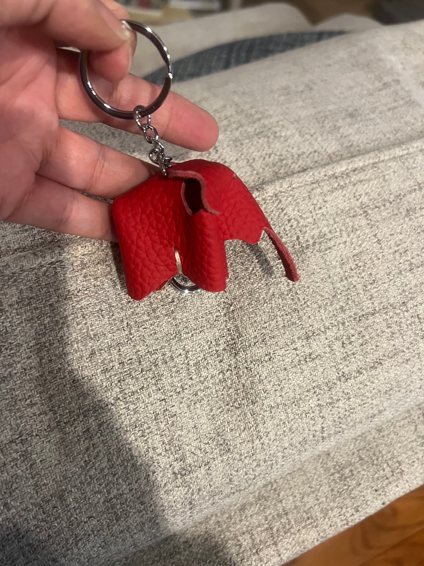 Leather Elephant Purse Charm Keychain
