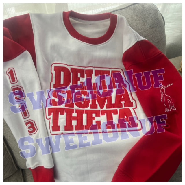 White & Red Colorblock Fortitude Sweatshirt